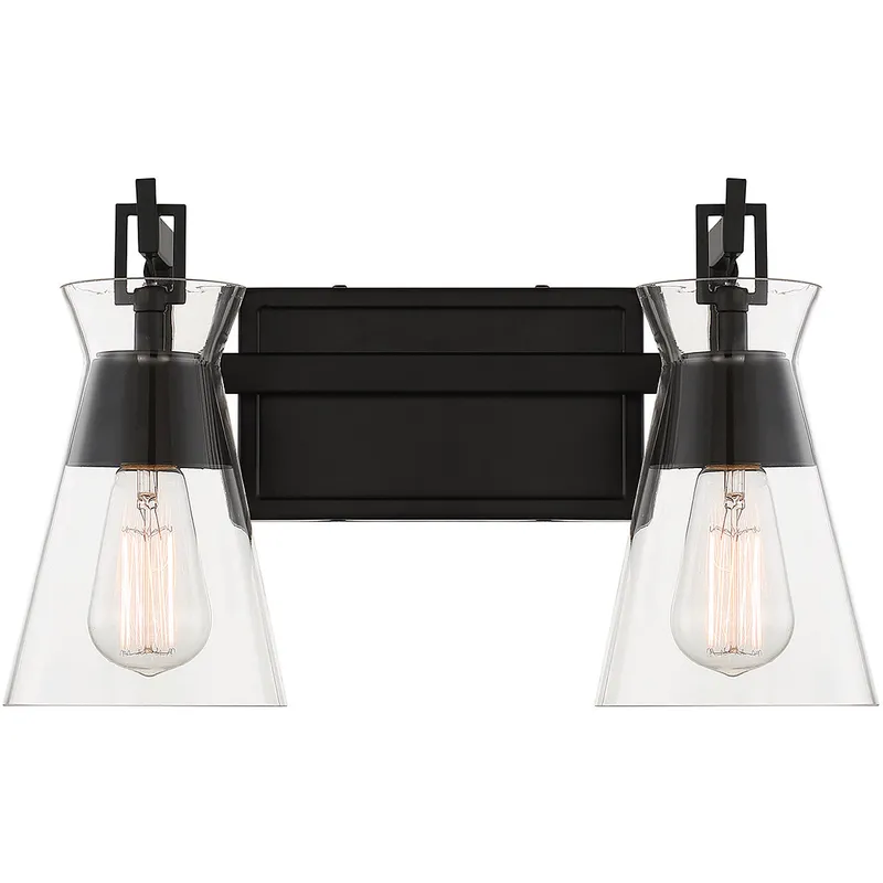 Lakewood 2 Light 16 inch Black Bathroom Vanity Light Wall Light, Essentials