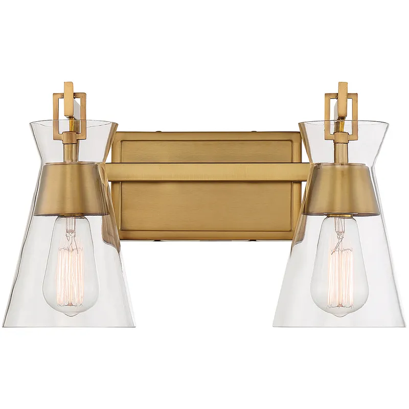 Lakewood 2 Light 16 inch Warm Brass Bathroom Vanity Light Wall Light, Essentials