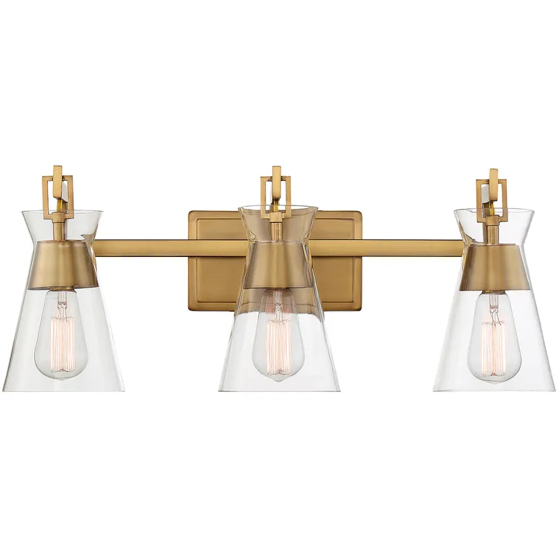 Lakewood 3 Light 24 inch Warm Brass Bathroom Vanity Light Wall Light, Essentials