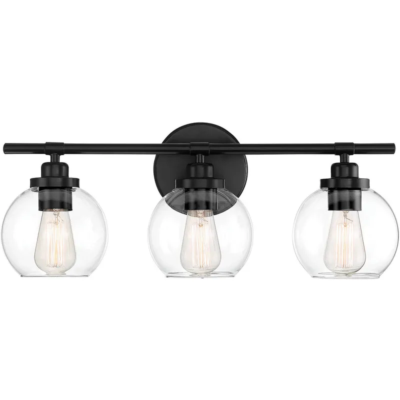 Carson 3 Light 22.5 inch Black Bathroom Vanity Light Wall Light, Essentials