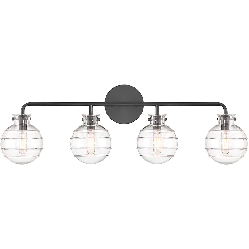 Mason 4 Light 30.5 inch Black Bathroom Vanity Light Wall Light