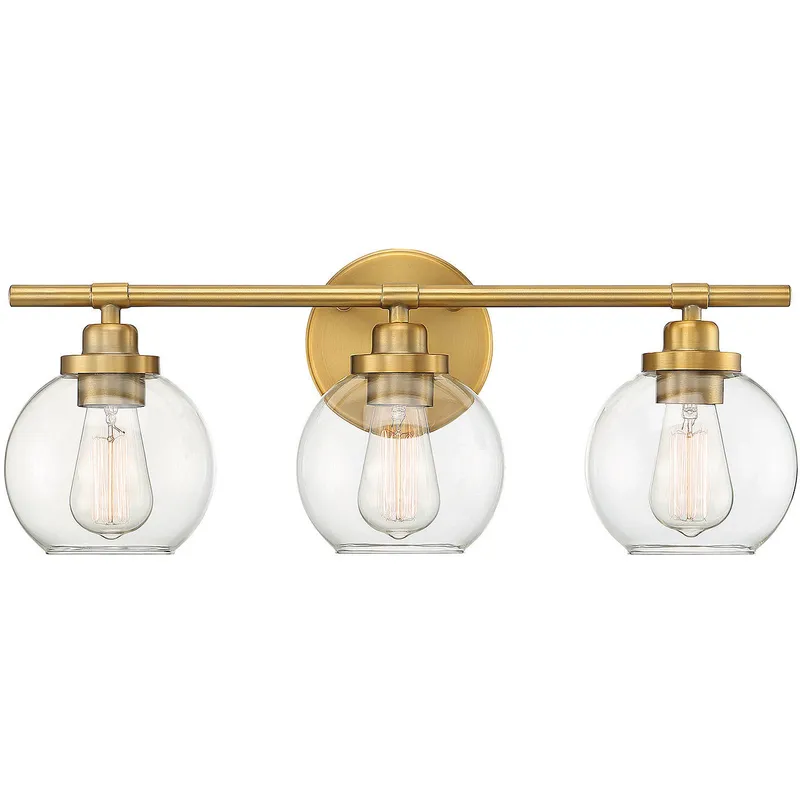Carson 3 Light 22.5 inch Warm Brass Bathroom Vanity Light Wall Light, Essentials