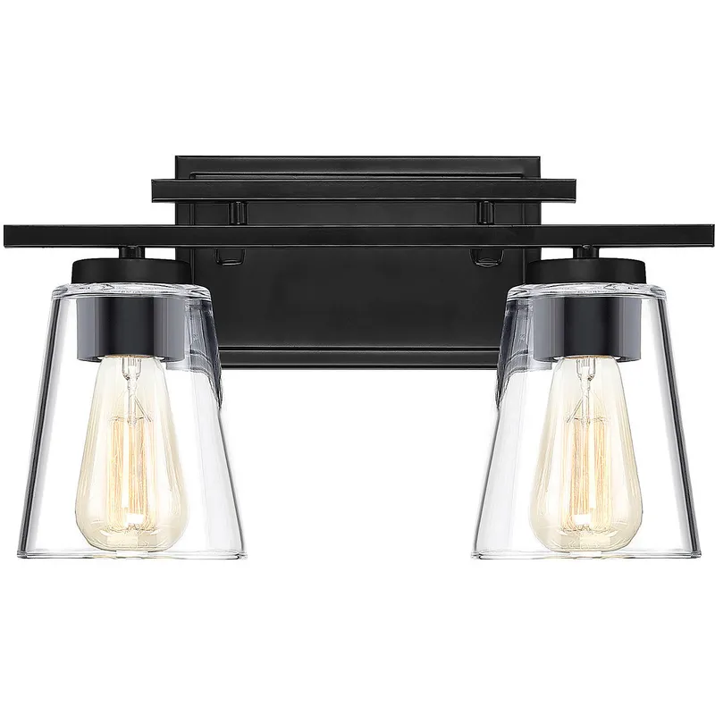 Calhoun 2 Light 14.63 inch Black Bathroom Vanity Light Wall Light, Essentials