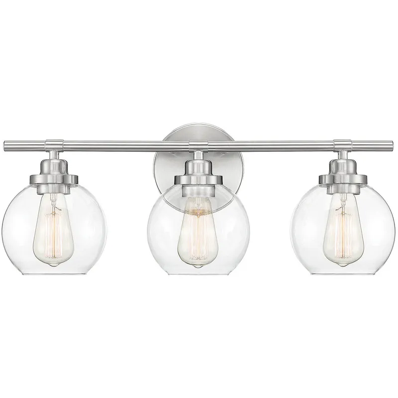 Carson 3 Light 22.5 inch Satin Nickel Bathroom Vanity Light Wall Light, Essentials