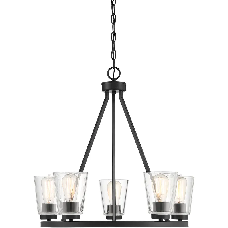 Calhoun 5 Light 25 inch Matte Black Chandelier Ceiling Light, Essentials