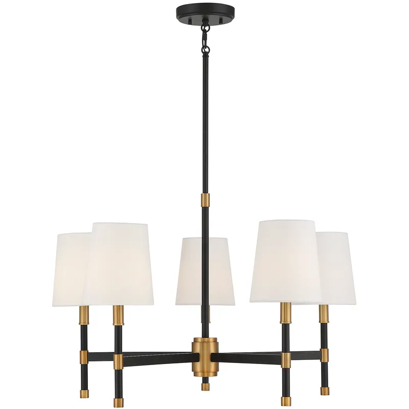 Brody 5 Light 28 inch Black with Warm Brass Accents Chandelier Ceiling Light, Essentials