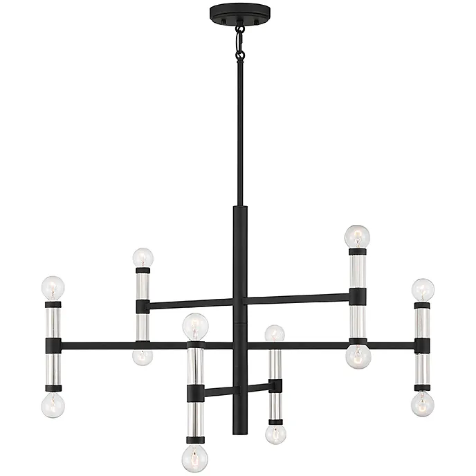 Kingsburg 12 Light 32 inch Matte Black Chandelier Ceiling Light, Lighting One (Open)