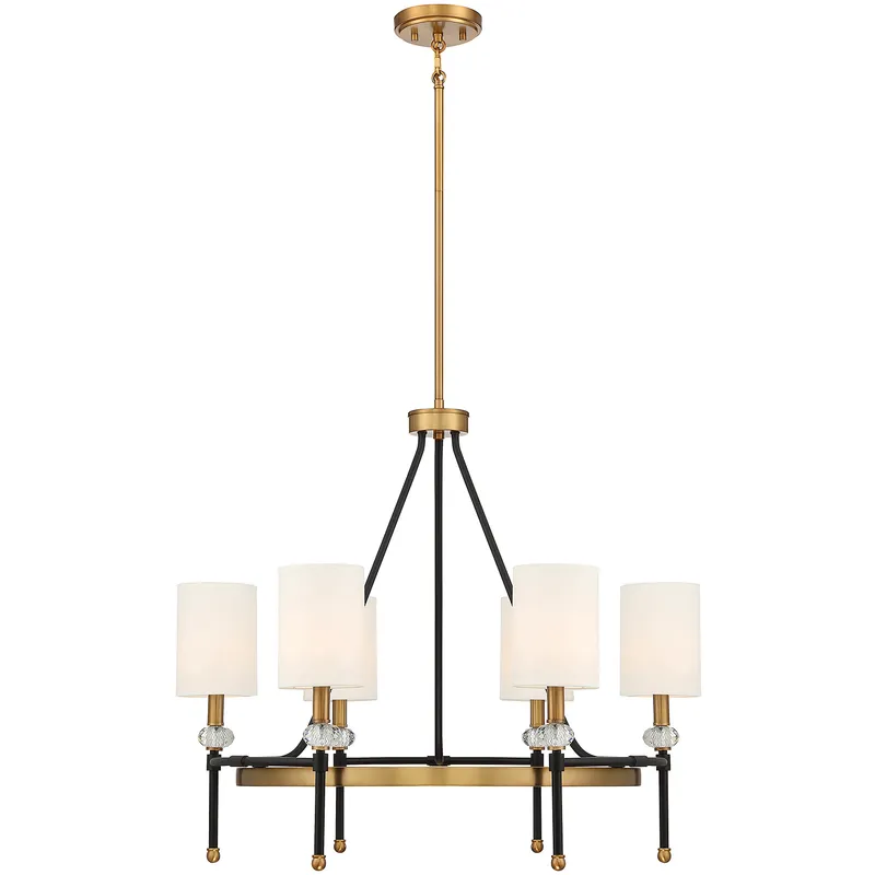 Tivoli 6 Light 28 inch Black with Warm Brass Accents Chandelier Ceiling Light