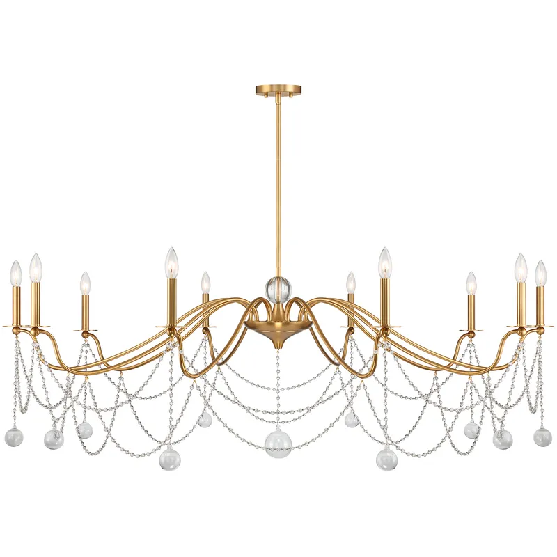 Mariposa 10 Light 60 inch Warm Brass Chandelier Ceiling Light