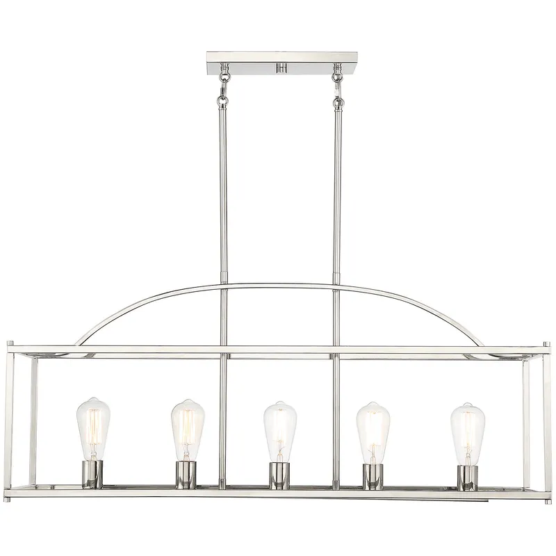 Palladian 5 Light 38 inch Polished Nickel Linear Chandelier Ceiling Light, Essentials