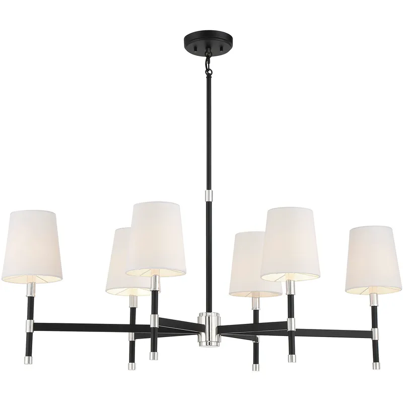 Brody 6 Light 41 inch Black with Polished Nickel Accents Linear Chandelier Ceiling Light, Essentials