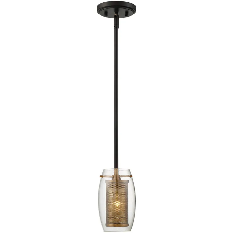 Dunbar 1 Light 4.75 inch Warm Brass with Bronze Accents Mini-Pendant Ceiling Light, Essentials