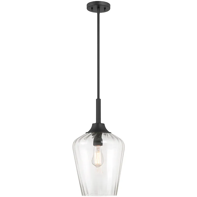 Carlton 1 Light 11 inch Matte Black Pendant Ceiling Light, Essentials