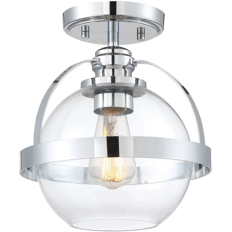 Pendleton 1 Light 9.38 inch Polished Chrome Semi-Flush Ceiling Light, Essentials