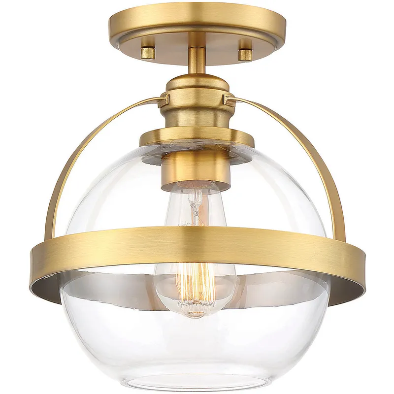 Pendleton 1 Light 9.38 inch Warm Brass Semi-Flush Ceiling Light, Essentials
