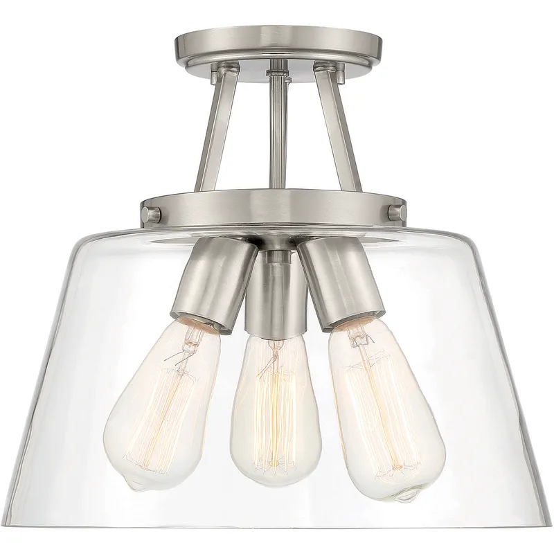 Calhoun 3 Light 13 inch Satin Nickel Semi-Flush Ceiling Light, Essentials