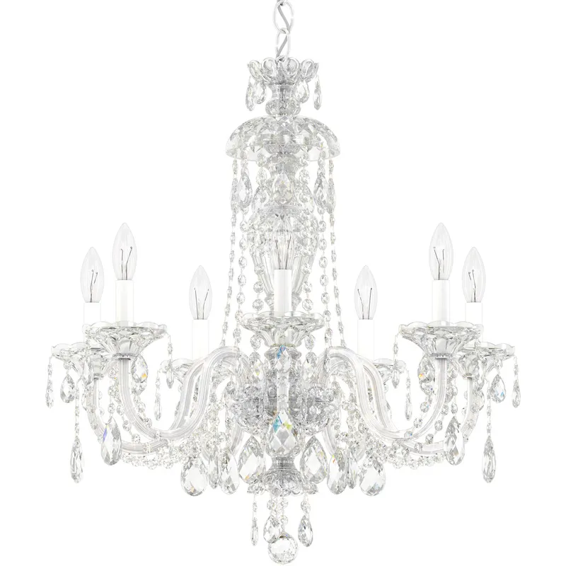 Sterling 7 Light Silver Chandelier Ceiling Light in Polished Silver, Spectra
