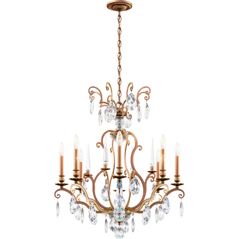 Renaissance Nouveau 8 Light 32 inch Etruscan Gold Chandelier Ceiling Light, Adjustable Height