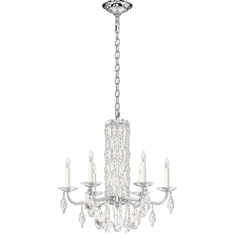 Siena 6 Light White Chandelier Ceiling Light in Radiance, No Spikes