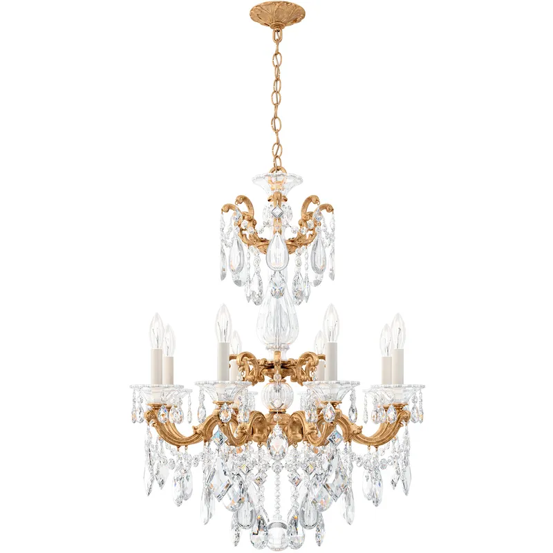 La Scala 8 Light French Gold Chandelier Ceiling Light in Radiance