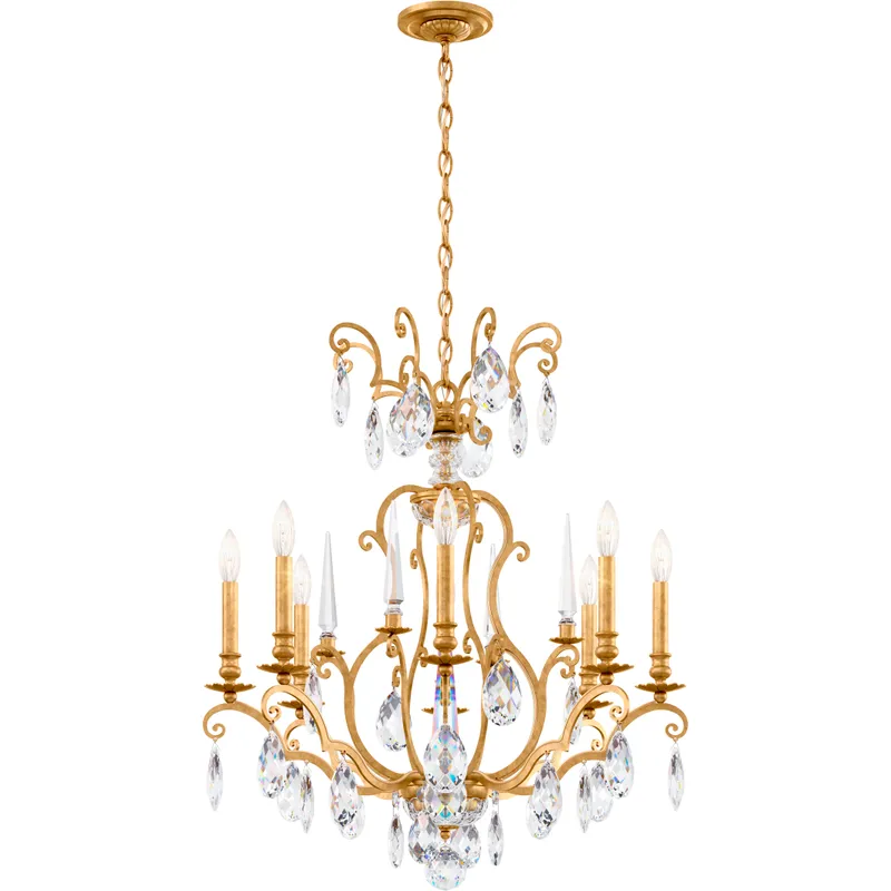 Renaissance Nouveau 8 Light 32 inch Heirloom Gold Chandelier Ceiling Light, Adjustable Height