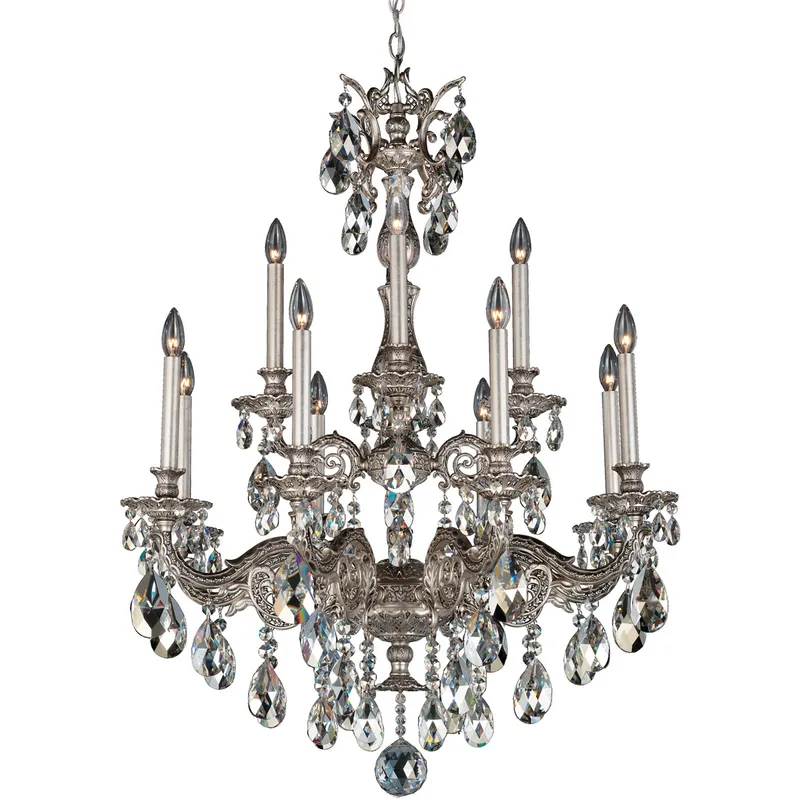 Milano 12 Light Heirloom Gold Chandelier Ceiling Light in Swarovski