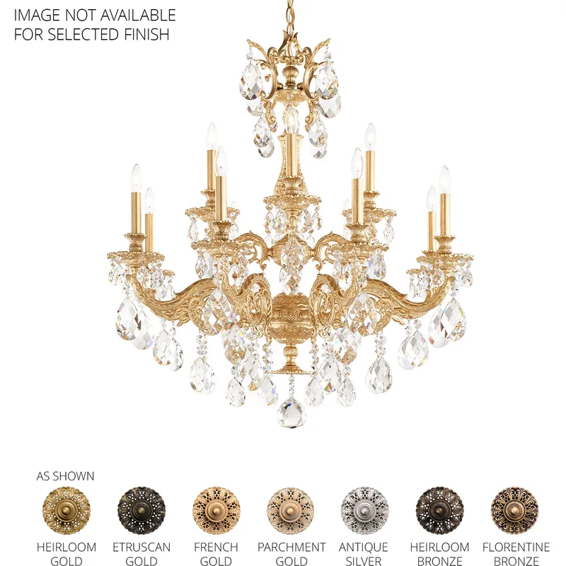 Milano 12 Light Antique Silver Chandelier Ceiling Light in Heritage