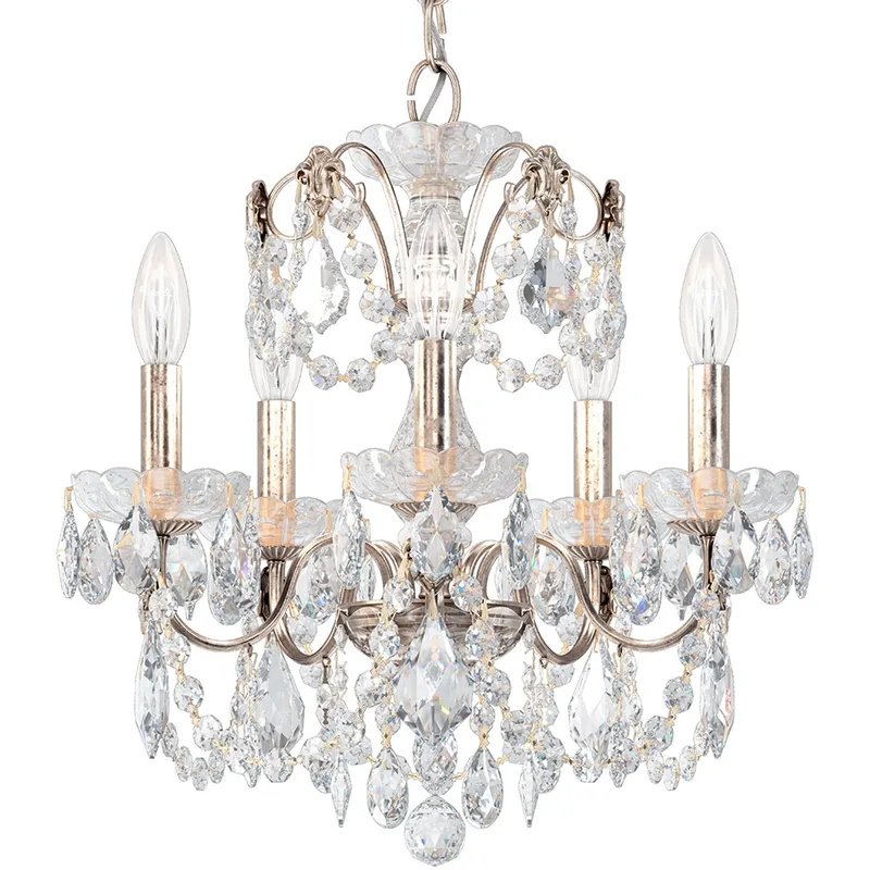 Century 5 Light 17 inch Antique Silver Chandelier Ceiling Light