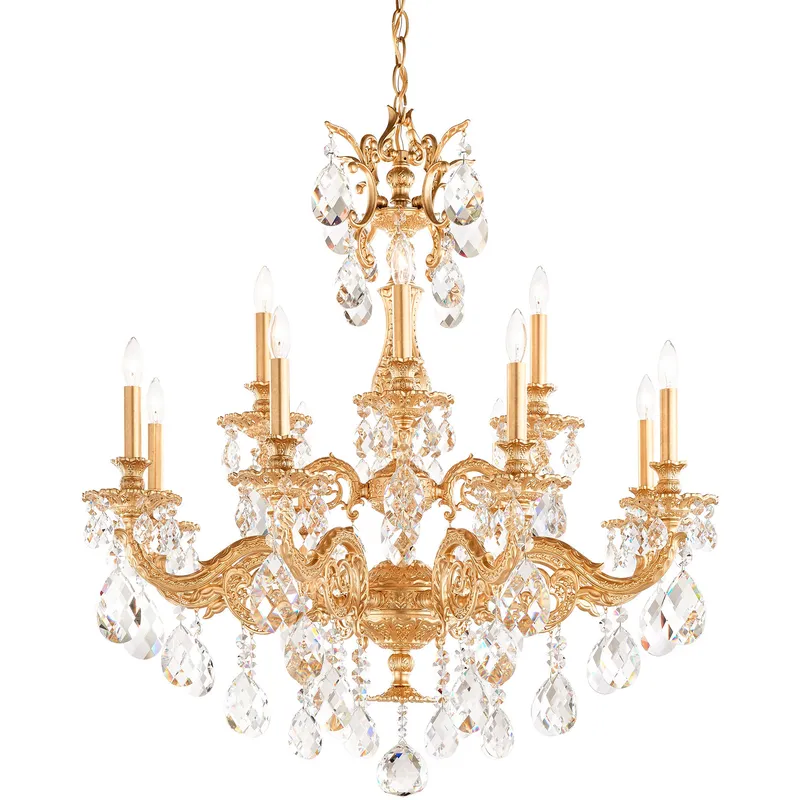 Milano 12 Light Heirloom Gold Chandelier Ceiling Light in Radiance