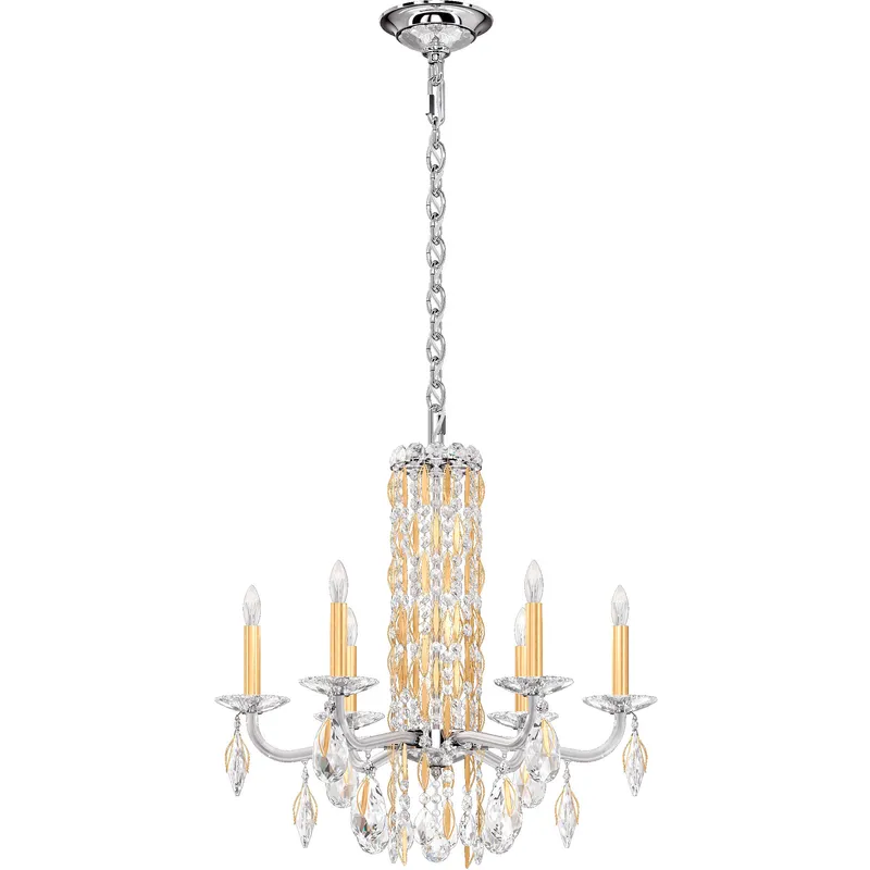 Siena 6 Light 24.5 inch Heirloom Gold Chandelier Ceiling Light in Heritage, No Spikes