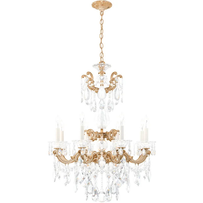 La Scala 8 Light Parchment Gold Chandelier Ceiling Light in Parchment Gold Cast, Radiance