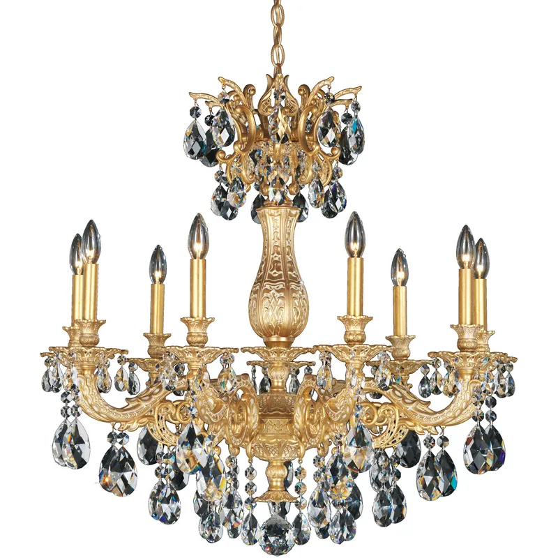 Milano 9 Light Heirloom Gold Chandelier Ceiling Light in Radiance