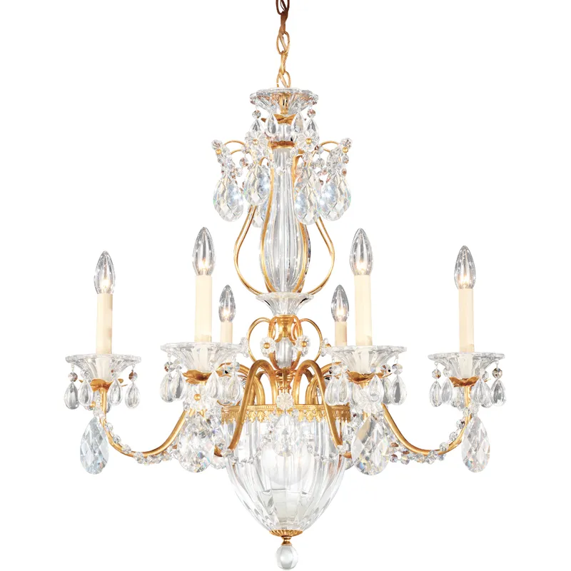 Bagatelle 7 Light French Gold Chandelier Ceiling Light in Swarovski