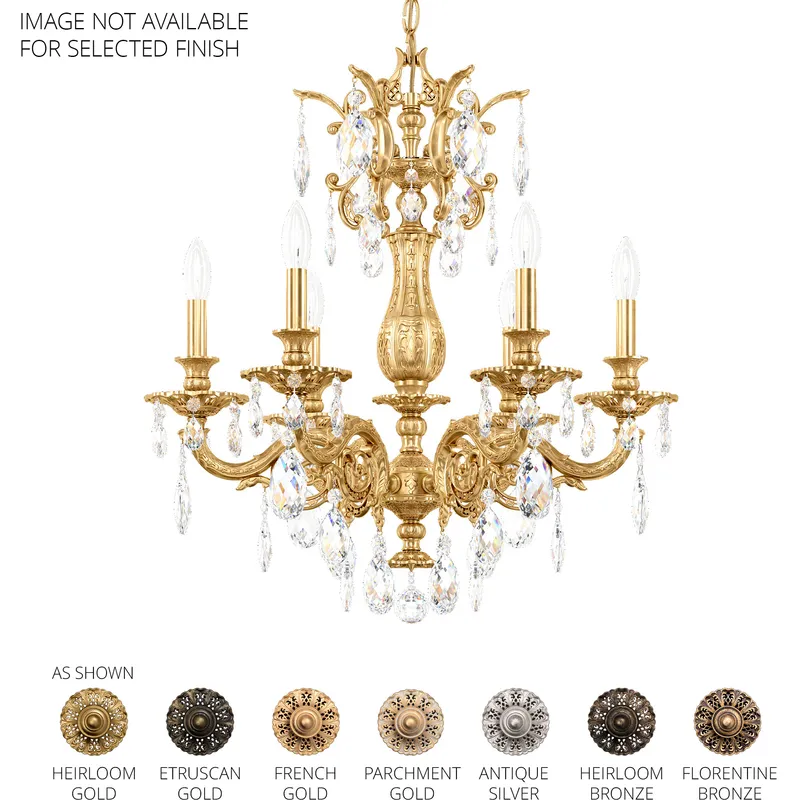 Milano 6 Light Parchment Gold Chandelier Ceiling Light in Heritage, Parchment Gold Cast