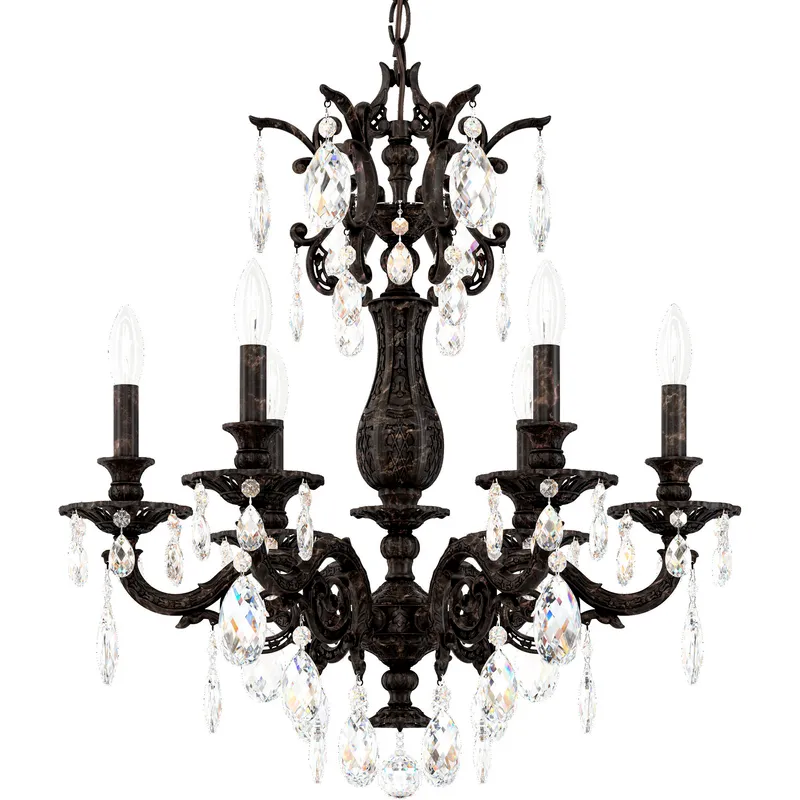 Milano 6 Light Heirloom Bronze Chandelier Ceiling Light in Heritage