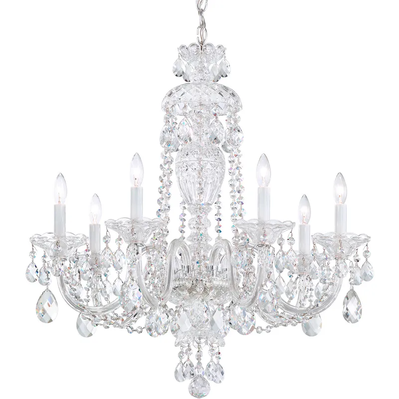 Sterling 7 Light Polished Silver Chandelier Ceiling Light in Radiance