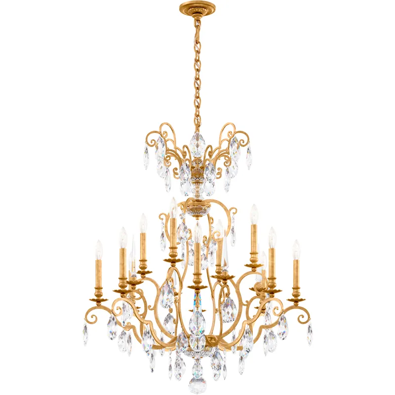 Renaissance Nouveau 12 Light 32 inch Heirloom Gold Chandelier Ceiling Light, Adjustable Height