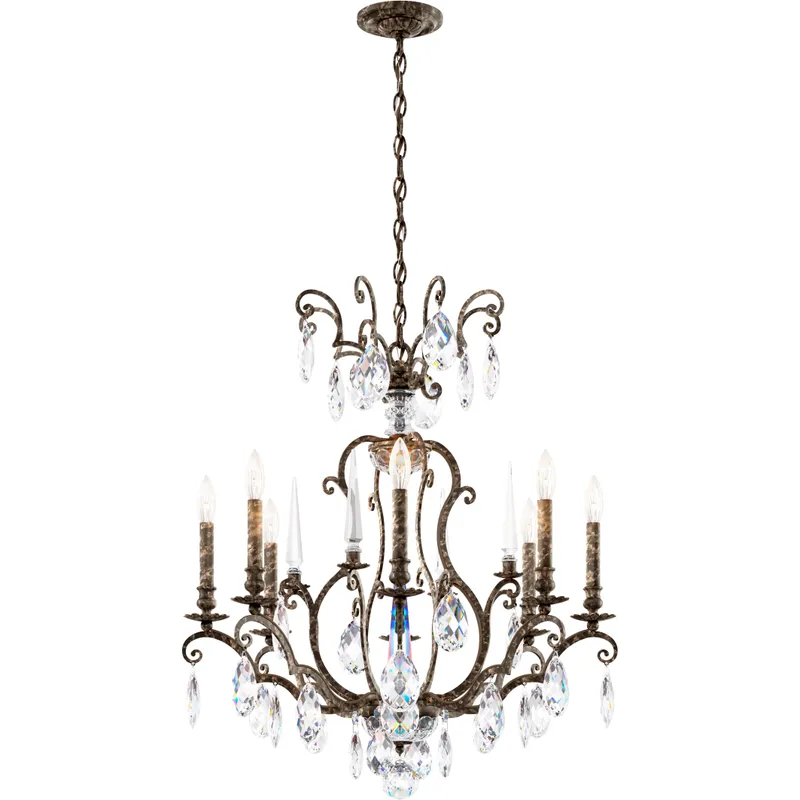 Renaissance Nouveau 8 Light 32 inch Heirloom Bronze Chandelier Ceiling Light, Adjustable Height