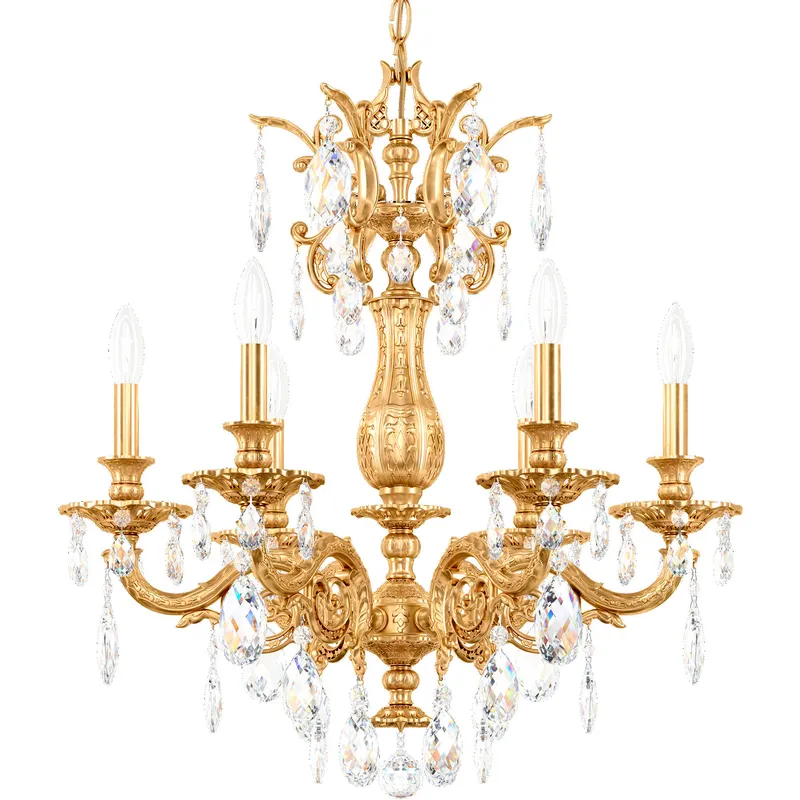 Milano 6 Light Heirloom Gold Chandelier Ceiling Light in Radiance