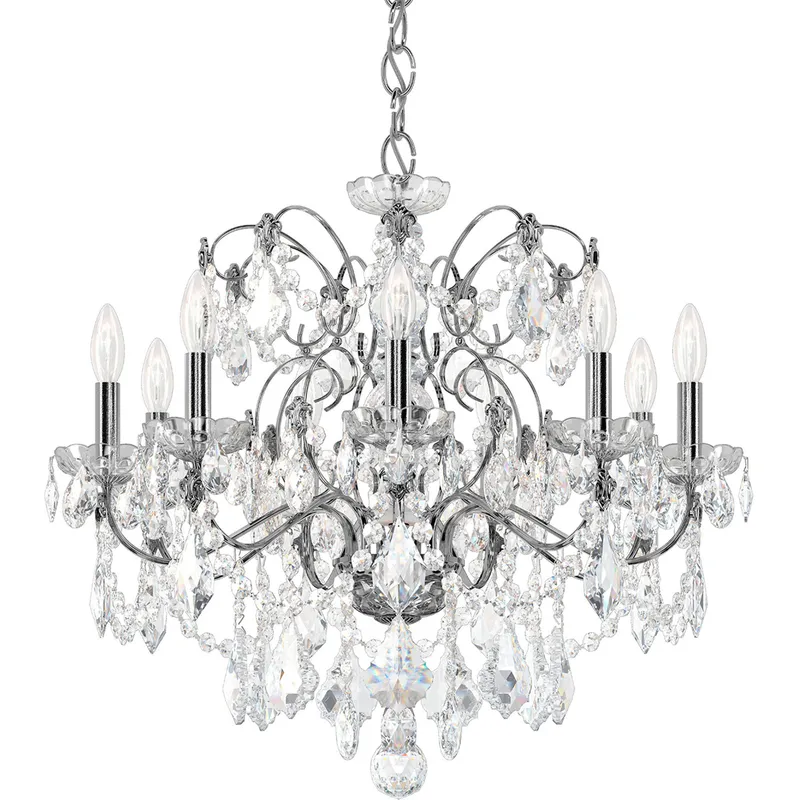 Century 9 Light 26 inch Polished Silver Chandelier Ceiling Light