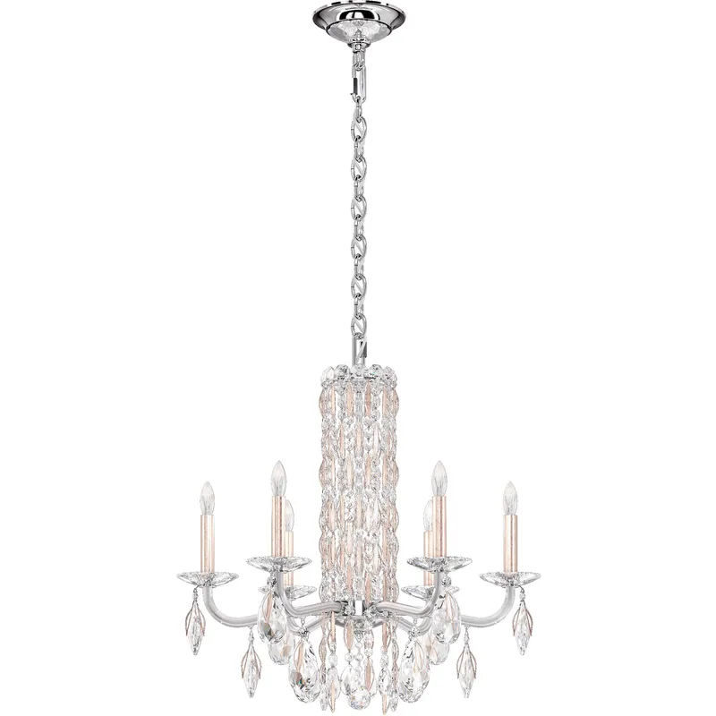 Siena 6 Light Antique Silver Chandelier Ceiling Light in Radiance, No Spikes