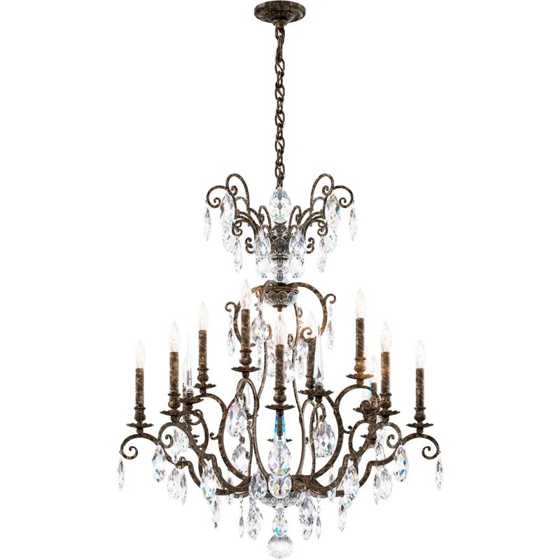 Renaissance Nouveau 12 Light 32 inch Heirloom Bronze Chandelier Ceiling Light, Adjustable Height