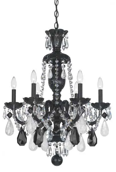 Hamilton Rock Crystal 6 Light 22 inch Jet Black Chandelier Ceiling Light in Rock Clear Jet