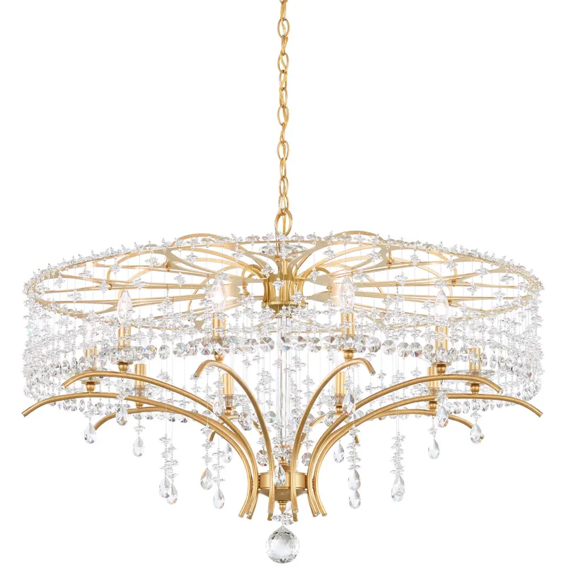 Bella Rose 10 Light Heirloom Gold Chandelier Ceiling Light in Heritage, Adjustable Height