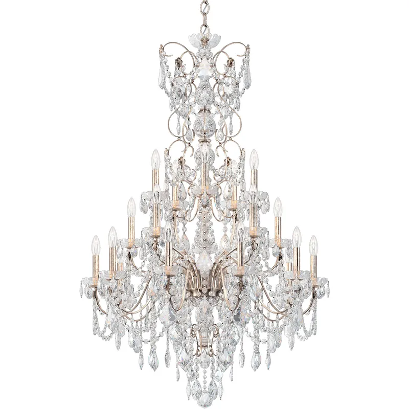 Century 20 Light 37 inch Antique Silver Chandelier Ceiling Light