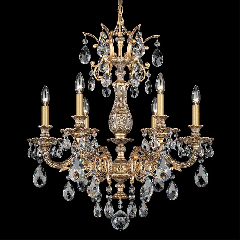 Milano 6 Light Florentine Bronze Chandelier Ceiling Light in Heritage, Florentine Bronze Cast