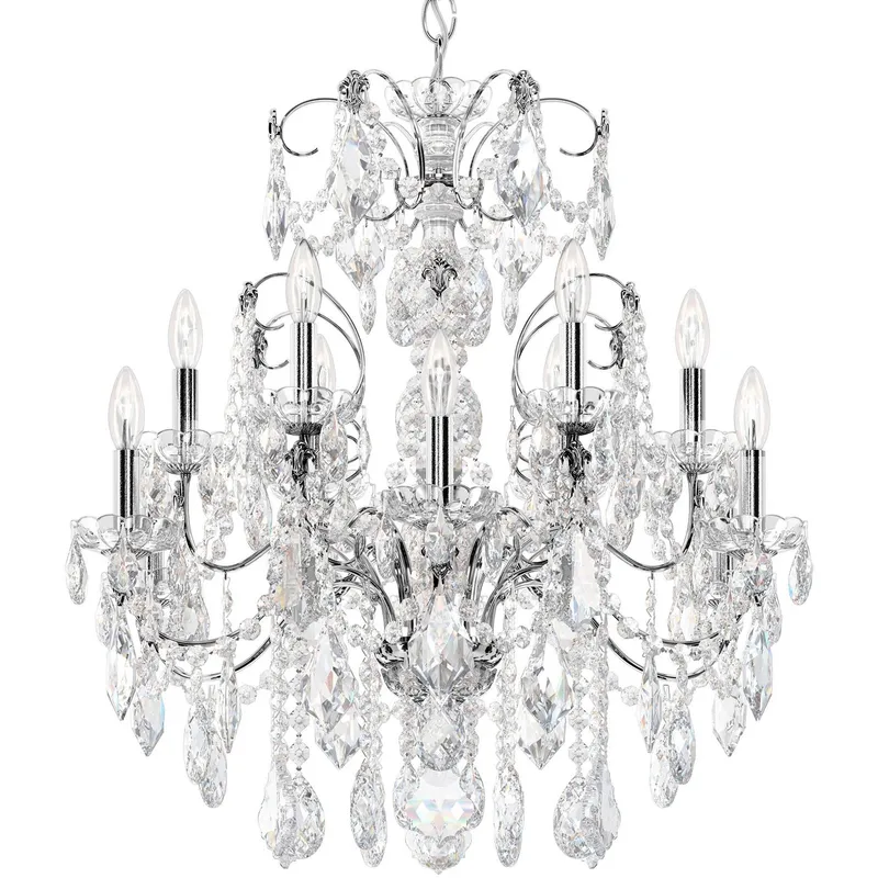 Century 12 Light 30 inch Polished Silver Chandelier Ceiling Light