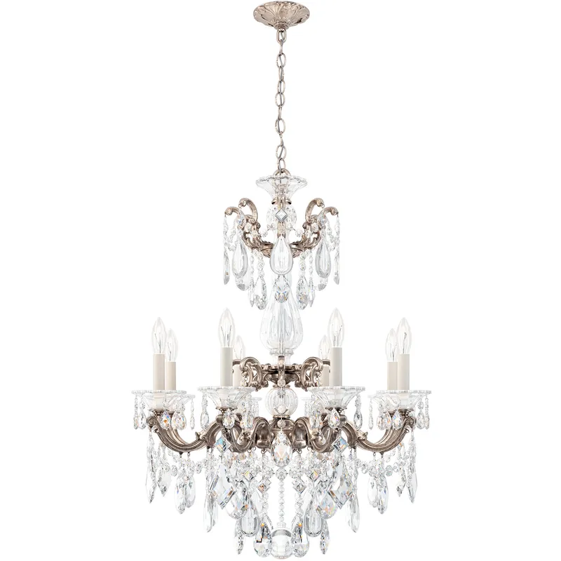 La Scala 8 Light Antique Silver Chandelier Ceiling Light in Radiance