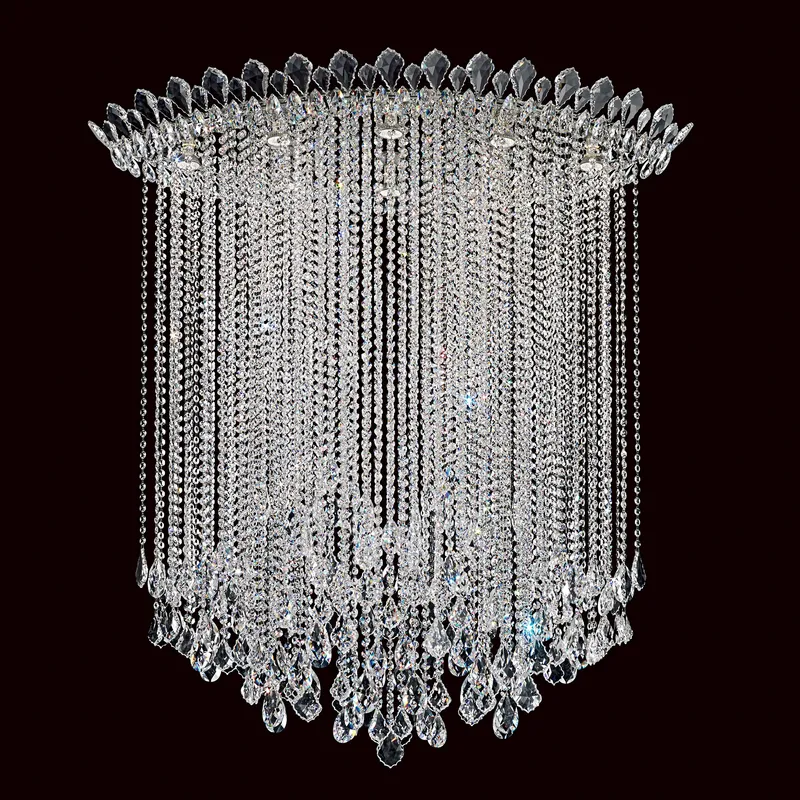 Trilliane Strands 8 Light 25 inch Polished Stainless Steel Flush Mount Ceiling Light in Radiance