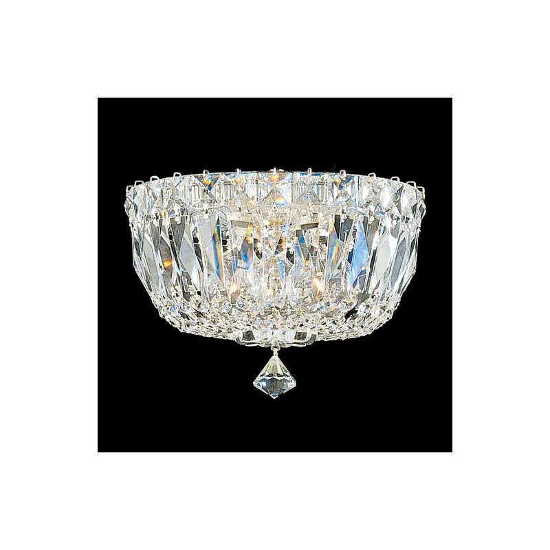 Petit Crystal Deluxe 3 Light Polished Silver Flush Mount Ceiling Light in Optic